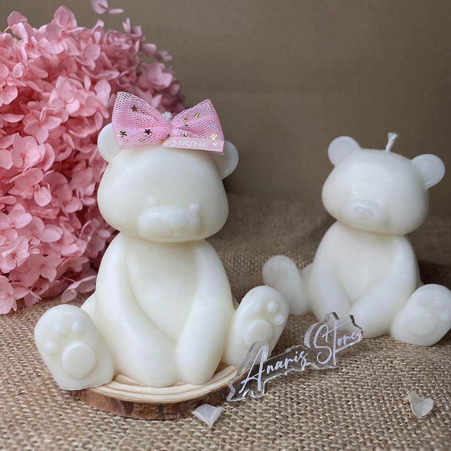 Bougie Ours Amical,Élégance Artisanale avec une touche d’amour