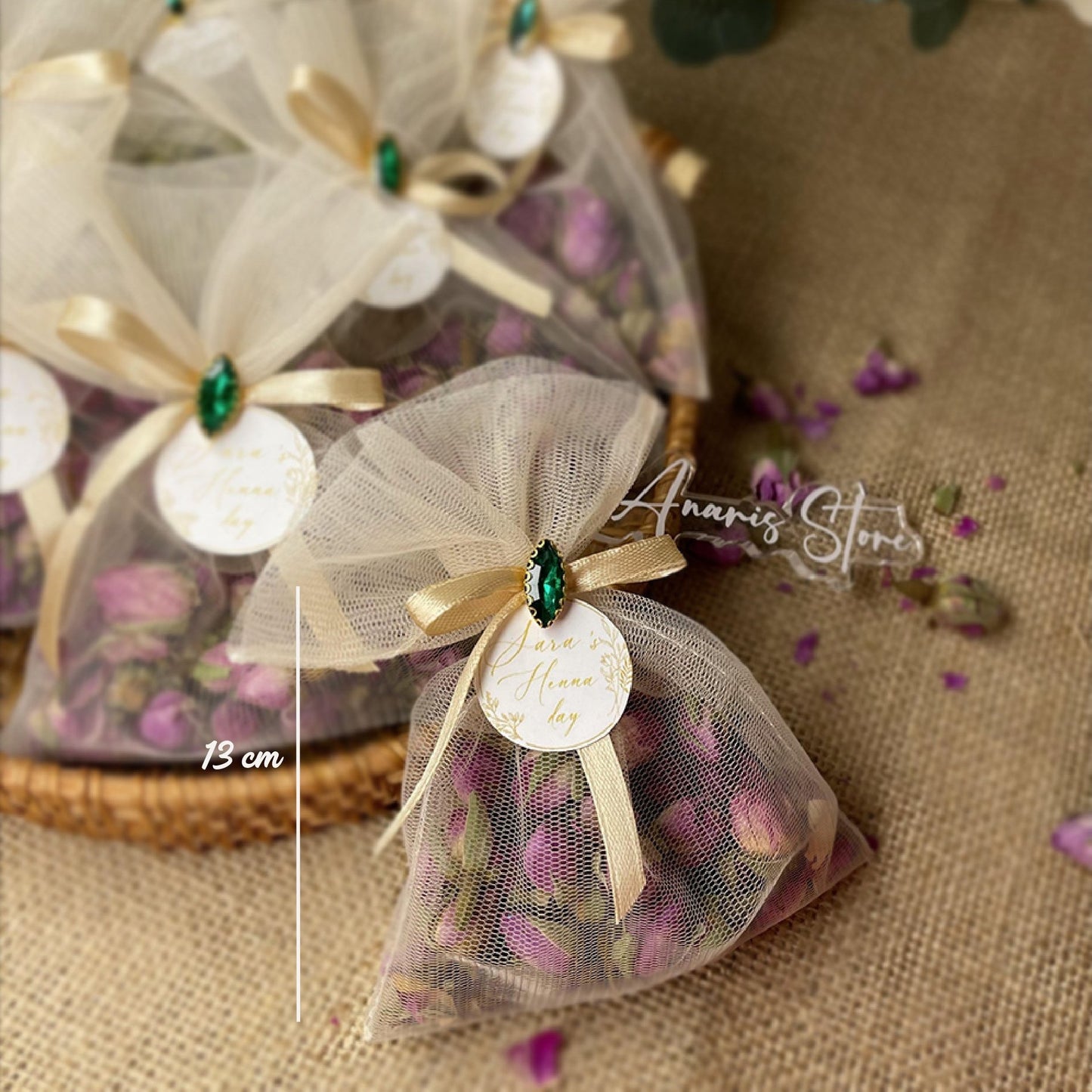 Sachets en tulle luxueux Remplis de fleurs séchées pour des souvenirs inoubliables