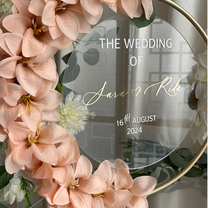 Cercle Floral Personnalisable, Décoration Élégante Avec Texte à la Demande