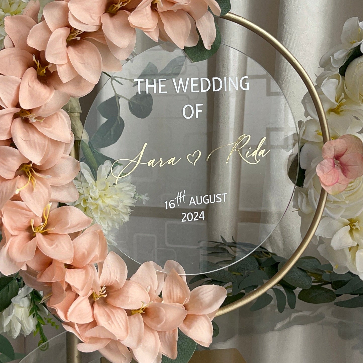 Cercle Floral Personnalisable, Décoration Élégante Avec Texte à la Demande