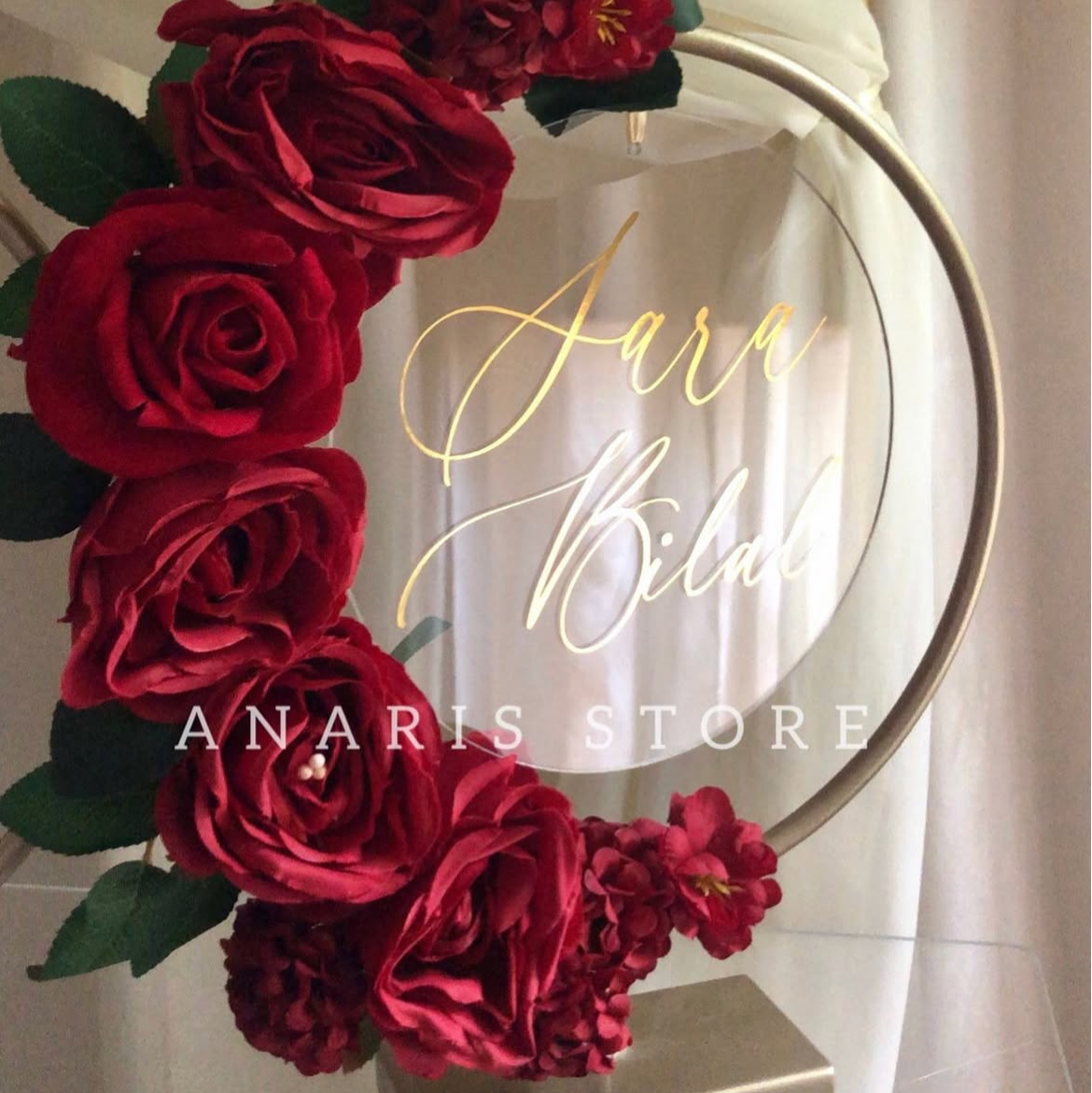 Cercle Floral Personnalisable, Décoration Élégante avec Texte à la Demande