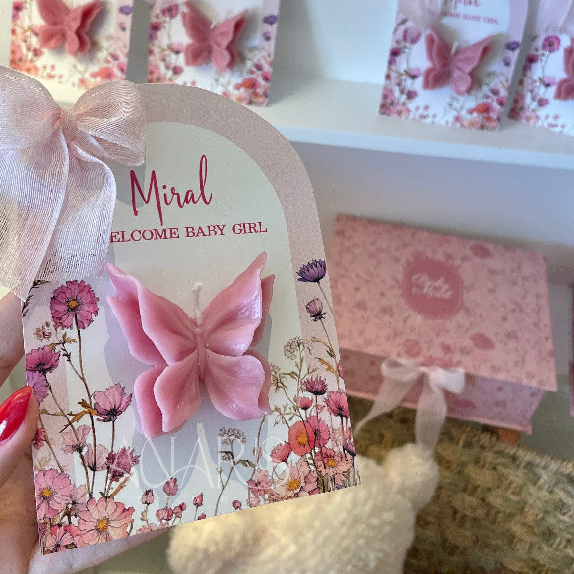 Carte personnalisée avec bougie papillon