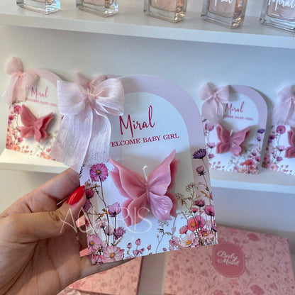 Carte personnalisée avec bougie papillon