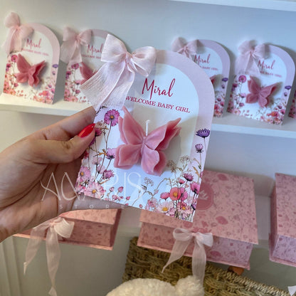 Carte personnalisée avec bougie papillon