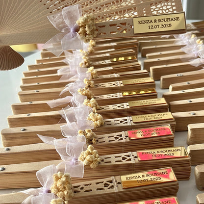 Éventail en bois personnalisé – Cadeau invité mariage