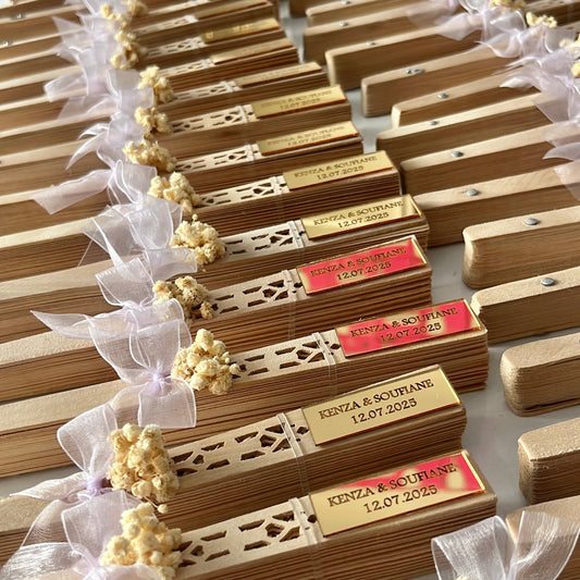 Éventail en bois personnalisé – Cadeau invité mariage