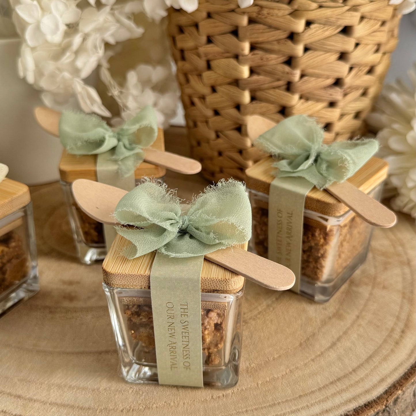 Pot à Sellou Personnalisé Vide – Cadeau d'Invités Élégant avec Cuillère en Bois