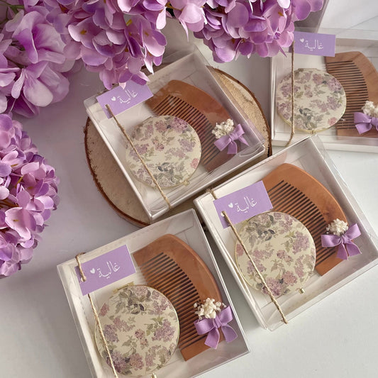 Coffret Élégance Naturelle – Peigne & Miroir Personnalisé