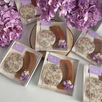 Coffret Élégance Naturelle – Peigne & Miroir Personnalisé