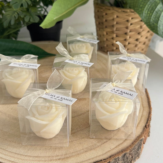 Bougie Rose Personnalisée –  Douceur Florale