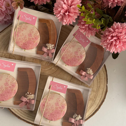 Coffret  Peigne & Miroir Personnalisé –  Élégance Naturelle