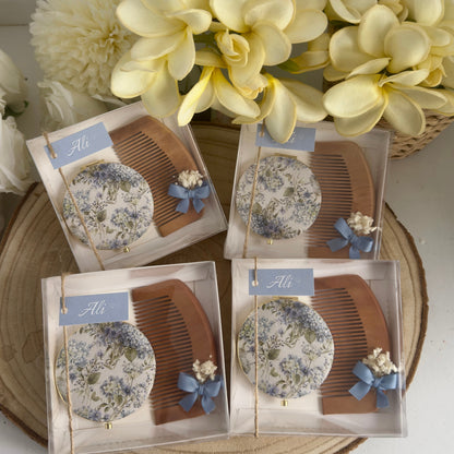 Coffret  Peigne & Miroir Personnalisé –  Élégance Naturelle