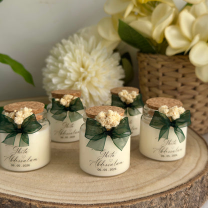 Bougie Décorative Personnalisée avec Liège et Fleurs
