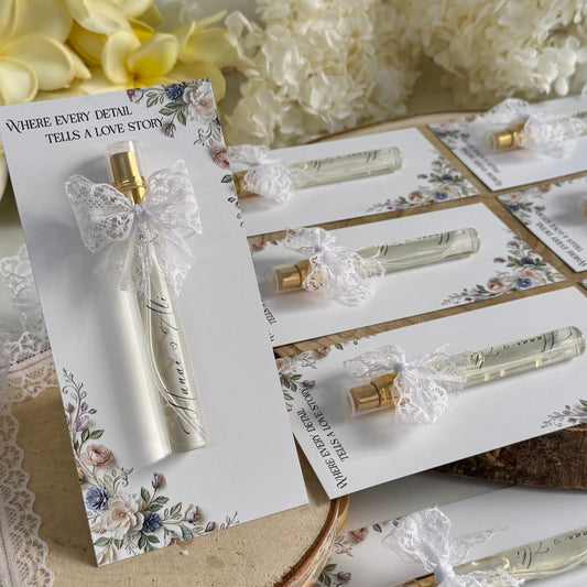 Carte personnalisée avec Mini flacon spray rempli de parfum