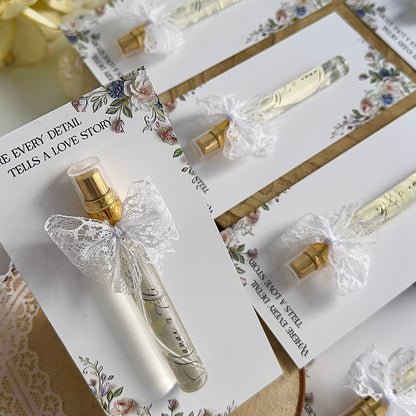 Carte personnalisée avec Mini flacon spray rempli de parfum