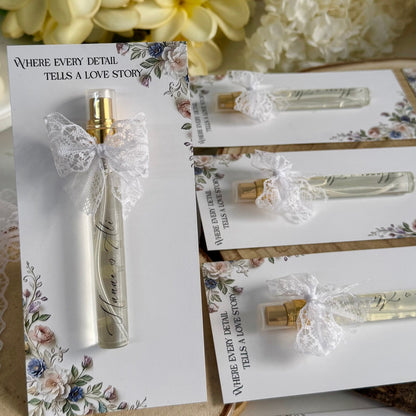 Carte personnalisée avec Mini flacon spray rempli de parfum