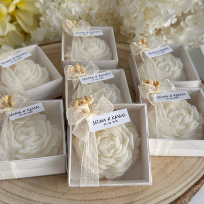 Bougie Fleur Personnalisée – Cadeau d’Invité Chic & Intemporel
