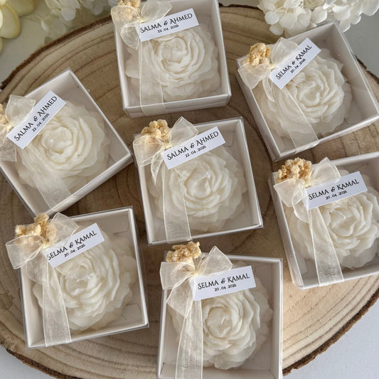 Bougie Fleur Personnalisée – Cadeau d’Invité Chic & Intemporel