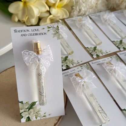 Carte personnalisée avec Mini flacon spray rempli de parfum