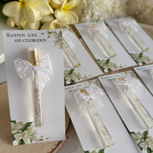 Carte personnalisée avec Mini flacon spray rempli de parfum