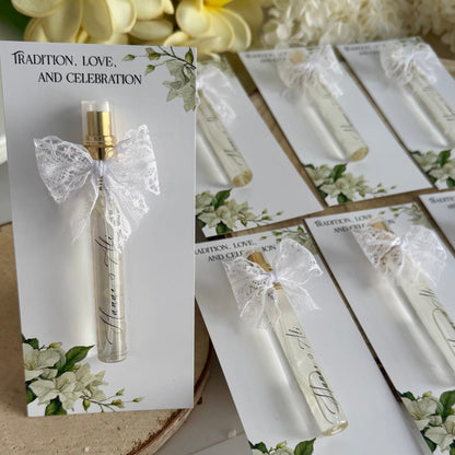 Carte personnalisée avec Mini flacon spray rempli de parfum