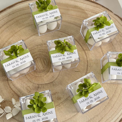 Boîte à Dragées Transparente Personnalisée avec Fleurs