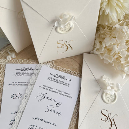 Invitation de Mariage Signature Élégante, Ivoire & Doré