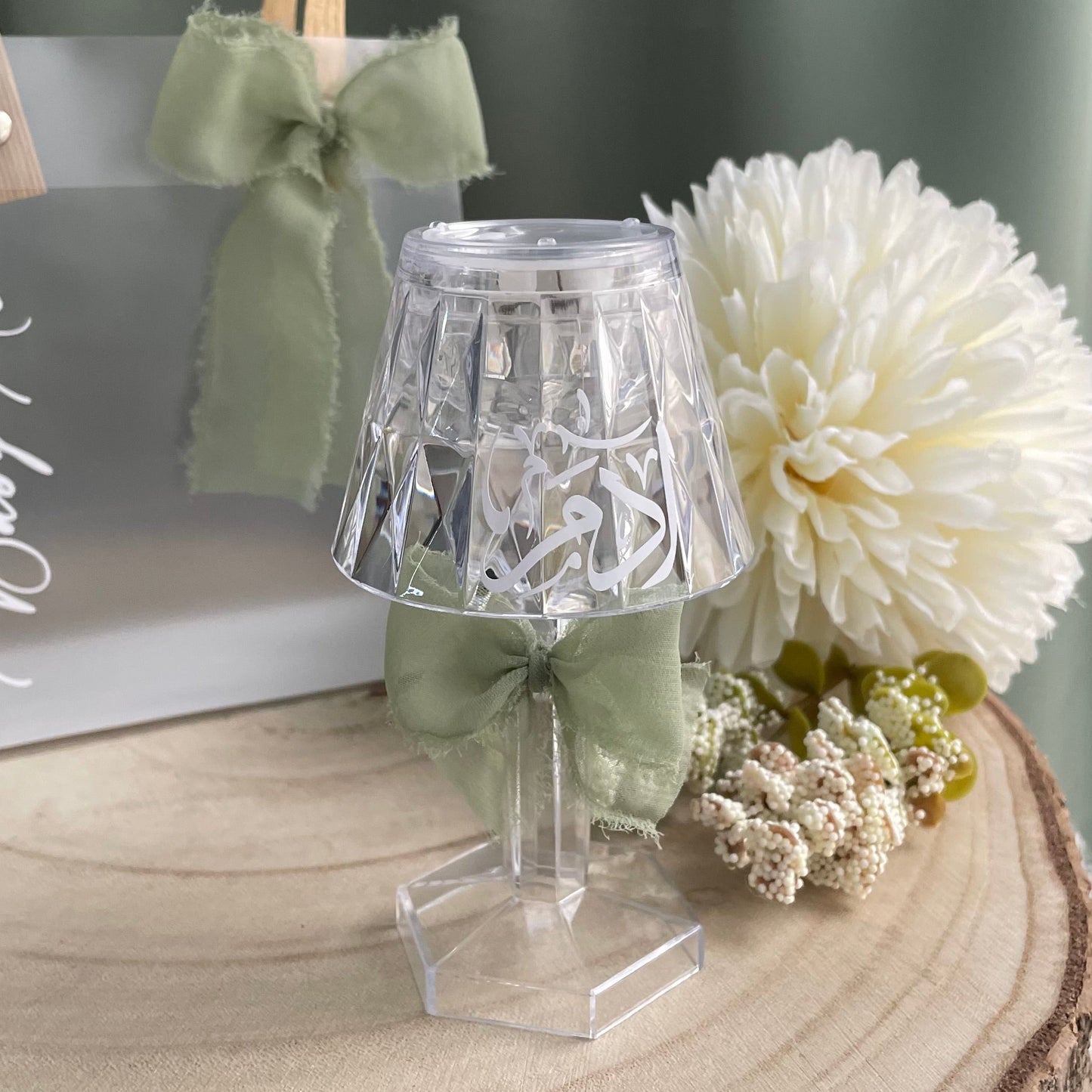 Veilleuse Décorative LED en Cristal – Calligraphie Raffinée