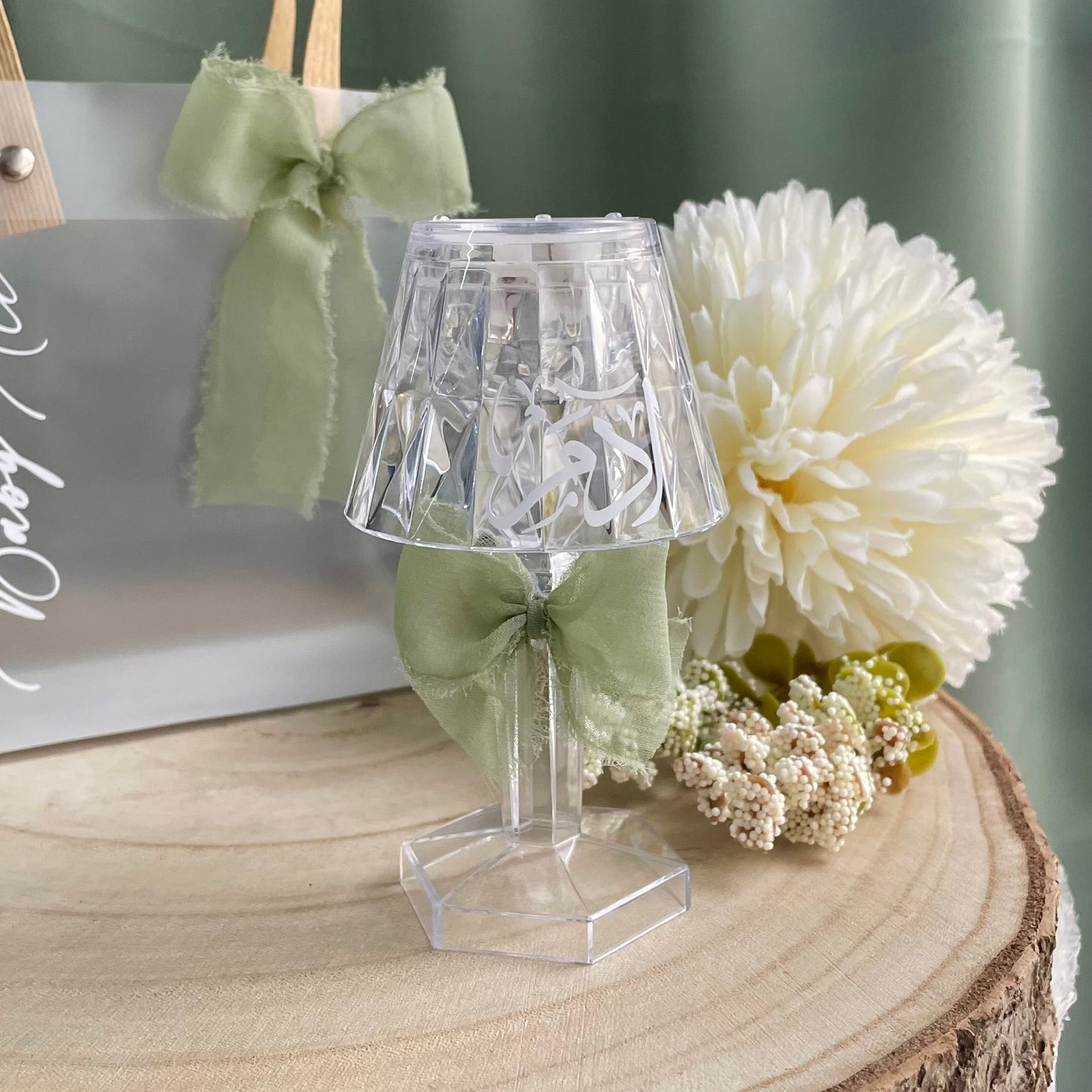 Veilleuse Décorative LED en Cristal – Calligraphie Raffinée