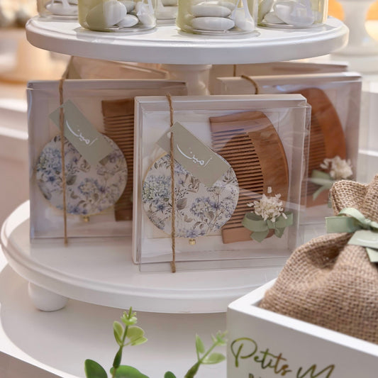 Coffret Élégance Naturelle – Peigne & Miroir Personnalisé